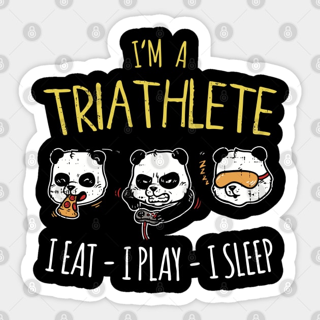 Funny Gaming Triathlete Panda - I eat - I play - I sleep Sticker by Shirtbubble